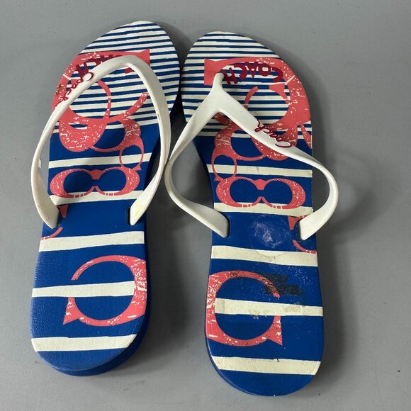 Authentic Coach Kali Jelly/Popular Nautical Striped Sz. 7B Flip Flops - Picture 7 of 11
